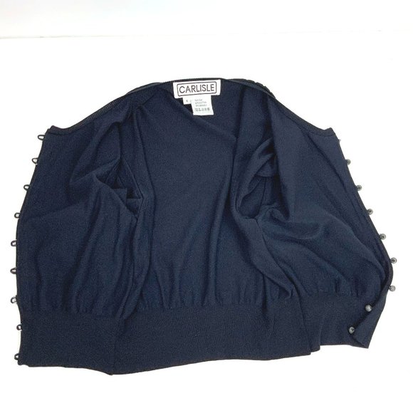 Vintage Carlisle Knit Silk Blend Crop Cardigan Polka Dot Trim Sz S - Picture 11 of 16